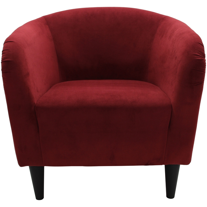 Pemberly Row Traditional Polyester & EPS Curved Tub Chair in Burgundy Red
