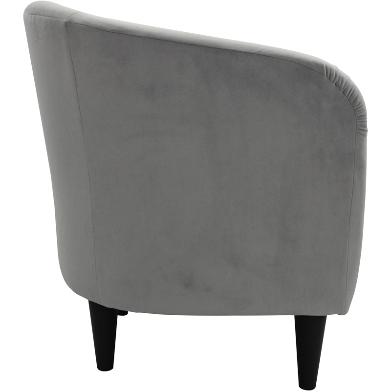 Pemberly Row Traditional Polyester Fabric & EPS Curved Tub Chair in Gray