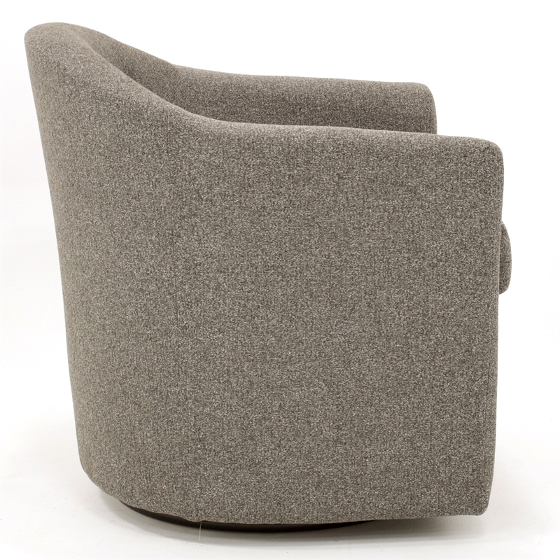 Pemberly Row Traditional Fabric Tufted Swivel Chair in Gray Finish