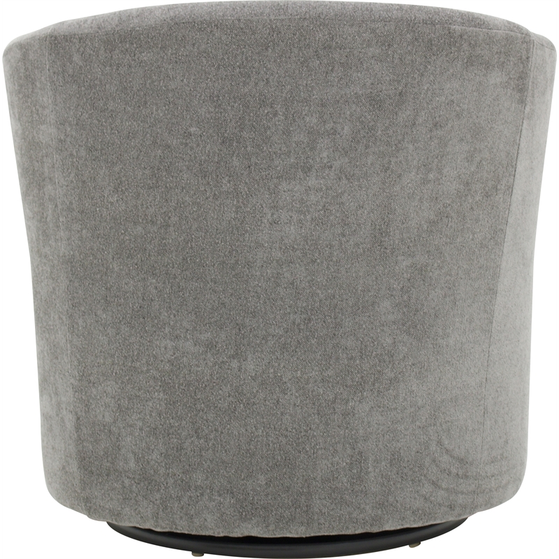 Pemberly Row Traditional Fabric Curved Arm Swivel Tub Chair in Gray