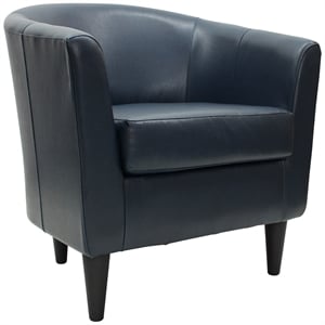 Pemberley Row Faux Leather Navy Blue Club Chair Rectangular Padded 32&quot x 30.5&quot x 27.5&quot