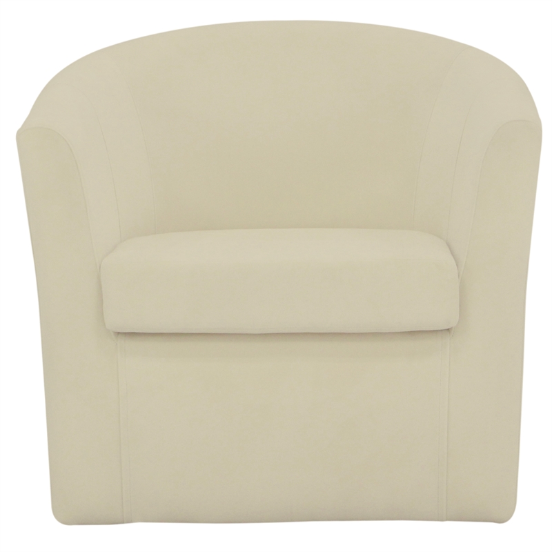 Pemberly Row Traditional Fabric Swivel Club Chair in Off White