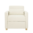 Pemberly Row Modern Convertible Chair in Ivory Fabric Upholstery