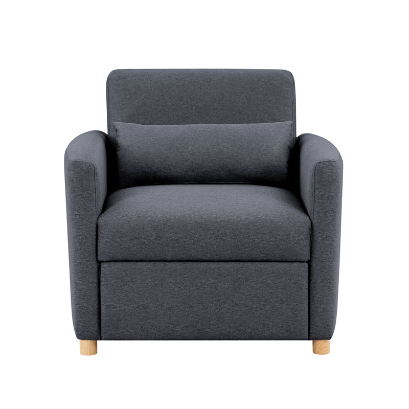 Pemberly Row Convertible Chair in Navy Blue Fabric Upholstery