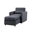 Pemberly Row Convertible Chair in Navy Blue Fabric Upholstery