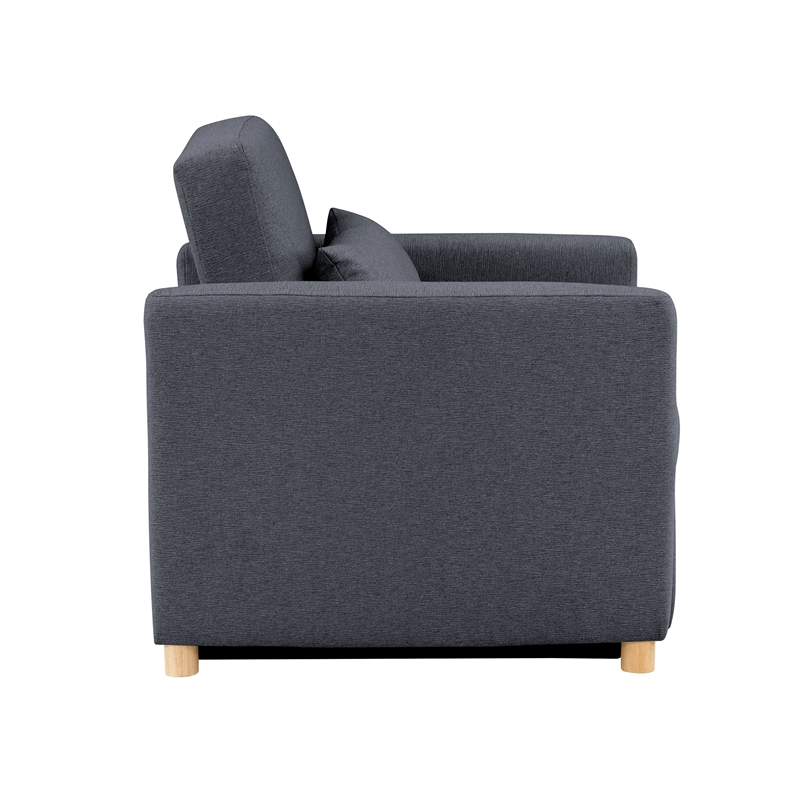 Pemberly Row Convertible Chair in Navy Blue Fabric Upholstery