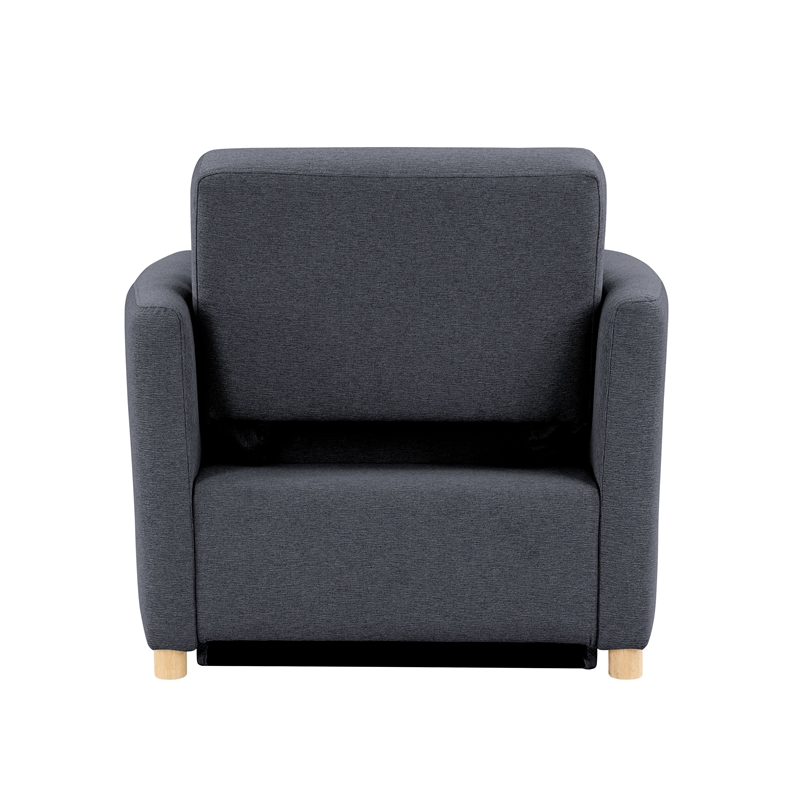 Pemberly Row Convertible Chair in Navy Blue Fabric Upholstery