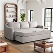 Pemberly Row Convertible Sofa in Linen Beige Fabric Upholstery