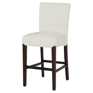 Pemberly Row Modern 26.5&quot Bonded Leather Counter Stool in White