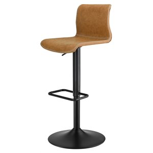 Pemberly Row 31.5&quot PU Leather Bar Stool in Brown/Black (Set of 2)