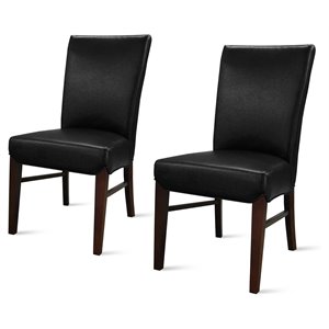 Pemberly Row 19.5&quot Bonded Leather Dining Chair in Black (Set of 2)