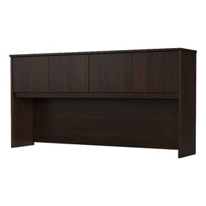 Pemberly Row 72W Desk Hutch in Black Walnut - Engineered Wood