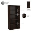 Pemberley Row Engineered Wood Black Walnut Bookcase Rectangular 5-Shelf Unassembled