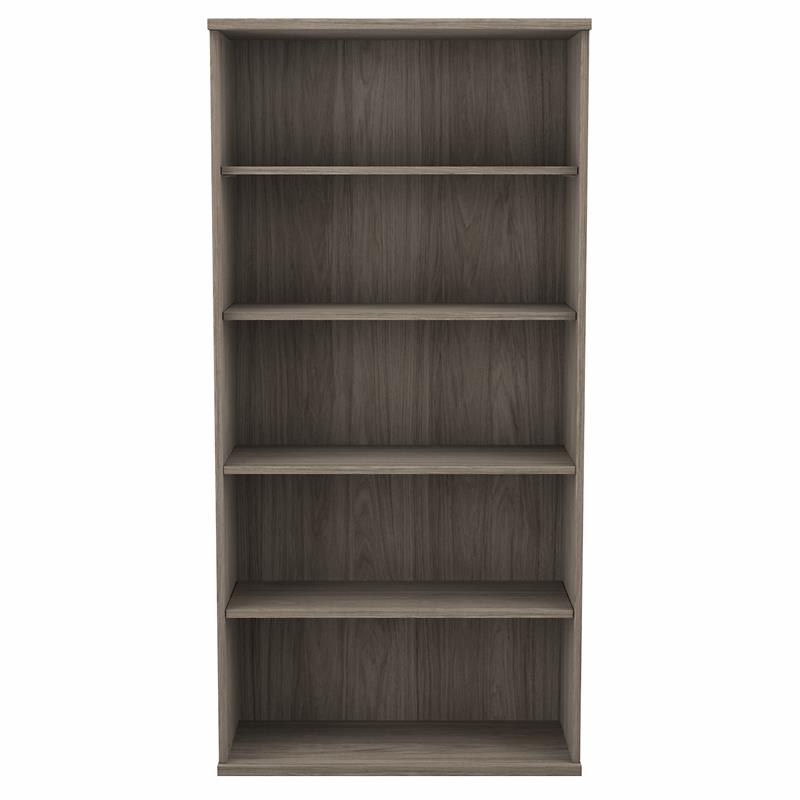 Pemberly Row Tall 5 Shelf Bookcase in Modern Hickory - Engineered Wood