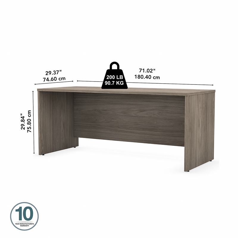 Pemberly Row 72W x 30D Office Desk in Modern Hickory - Engineered Wood