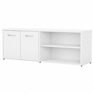 Pemberly Row Low Storage Cabinet with Doors in White - Engineered Wood