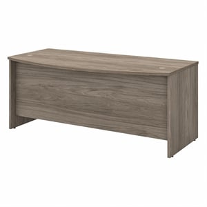 Pemberly Row 72W x 36D Bow Front Desk in Modern Hickory - Engineered Wood