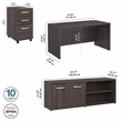 Pemberly Row 60W Desk with Storage and Drawers in Storm Gray - Engineered Wood