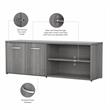 Pemberly Row Low Storage Cabinet with Doors in Platinum Gray - Engineered Wood