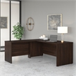 Pemberly Row 72W L Shaped Desk with 42W Return in Black Walnut - Engineered Wood