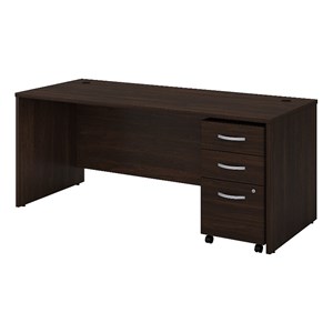 Pemberley Row Engineered Wood Black Walnut Office Desk with Drawers 72&quot x 30&quot Unassembled