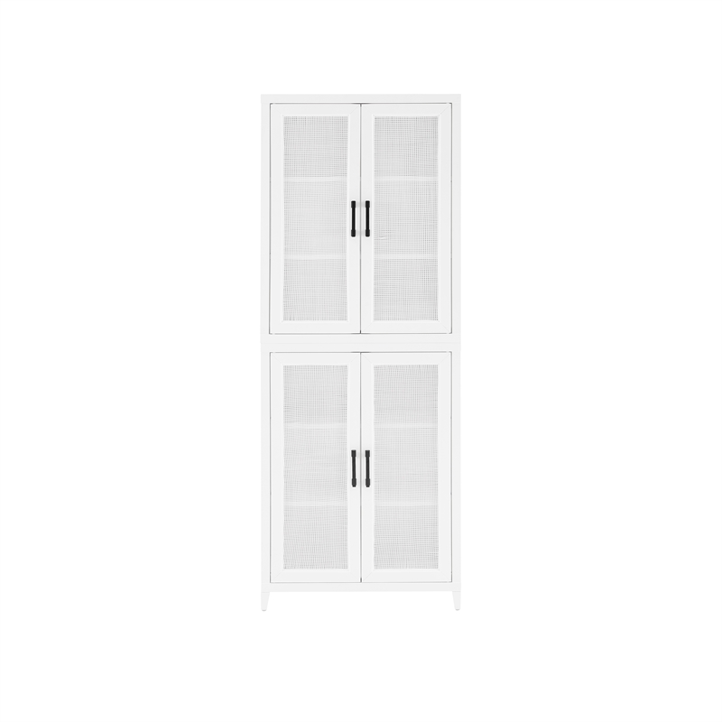 Pemberly Row Modern Wood Stackable Storage Pantry in White (Set of 2)