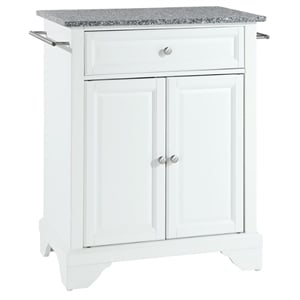Pemberley Row Solid Granite White Kitchen Island Rectangular Portable Adjustable 35&quot Unassembled