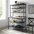 Pemberley Row Faux Marble White Matte Black Bakers Rack Rectangular Indoor Furniture 72