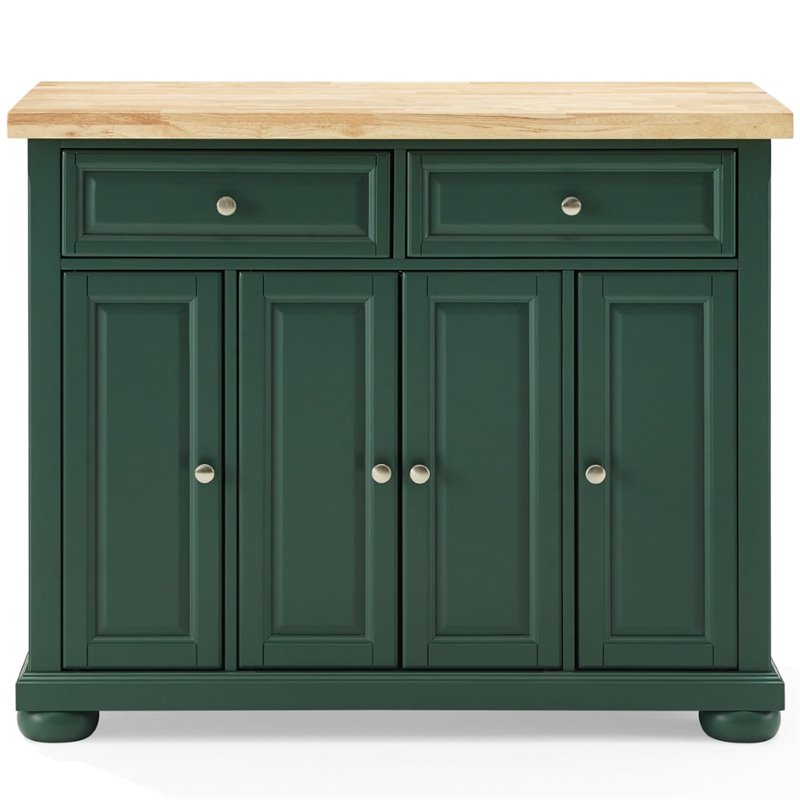 Pemberly Row Transitional Wood Kitchen Island Cart in Emerald Green