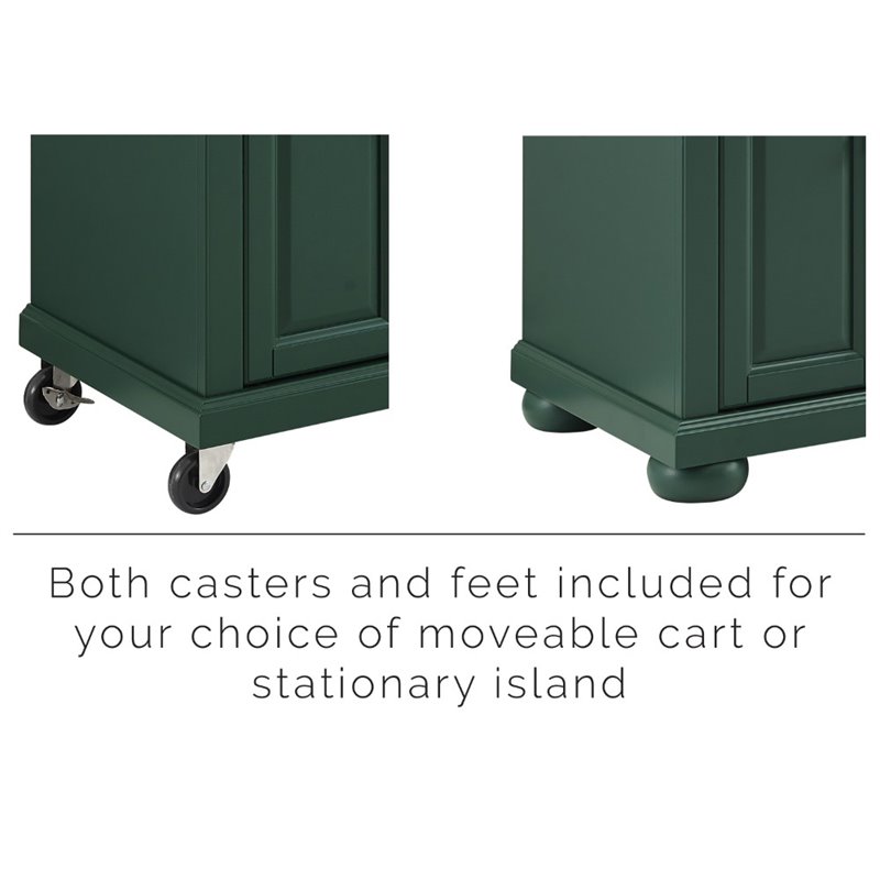 Pemberly Row Transitional Wood Kitchen Island Cart in Emerald Green