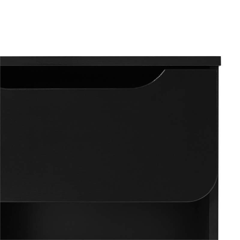 Pemberly Row Simple Modern 1-Drawer Wood Nightstand in Black
