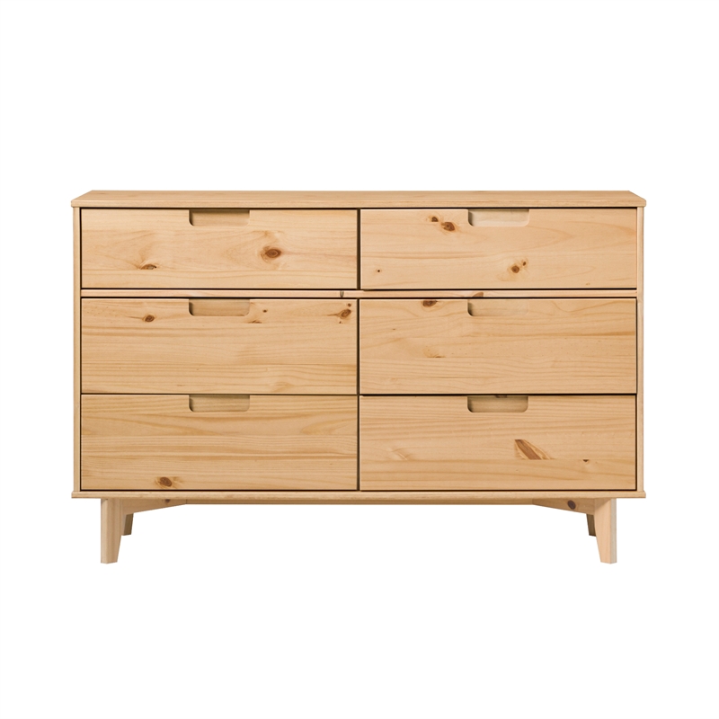 Pemberly Row Contemporary 6-Drawer Groove Handle Solid Wood Dresser