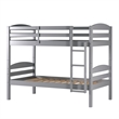 Pemberly Row Transitional Twin-over-Twin Solid Wood Bunk Bed Frame in Gray