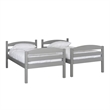 Pemberly Row Transitional Twin-over-Twin Solid Wood Bunk Bed Frame in Gray
