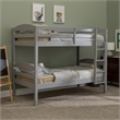 Pemberly Row Transitional Twin-over-Twin Solid Wood Bunk Bed Frame in Gray