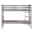 Pemberly Row Transitional Twin-over-Twin Solid Wood Bunk Bed Frame in Gray