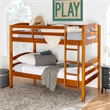 Pemberly Row Transitional Twin-over-Twin Solid Wood Bunk Bed Frame in Amber