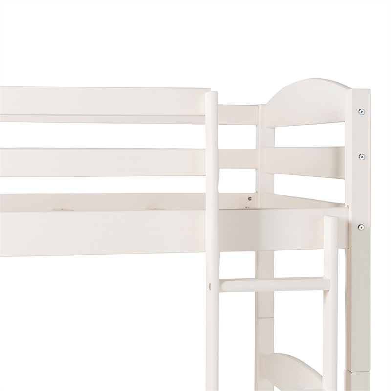 Pemberly Row Transitional Twin-over-Twin Solid Wood Bunk Bed Frame in White