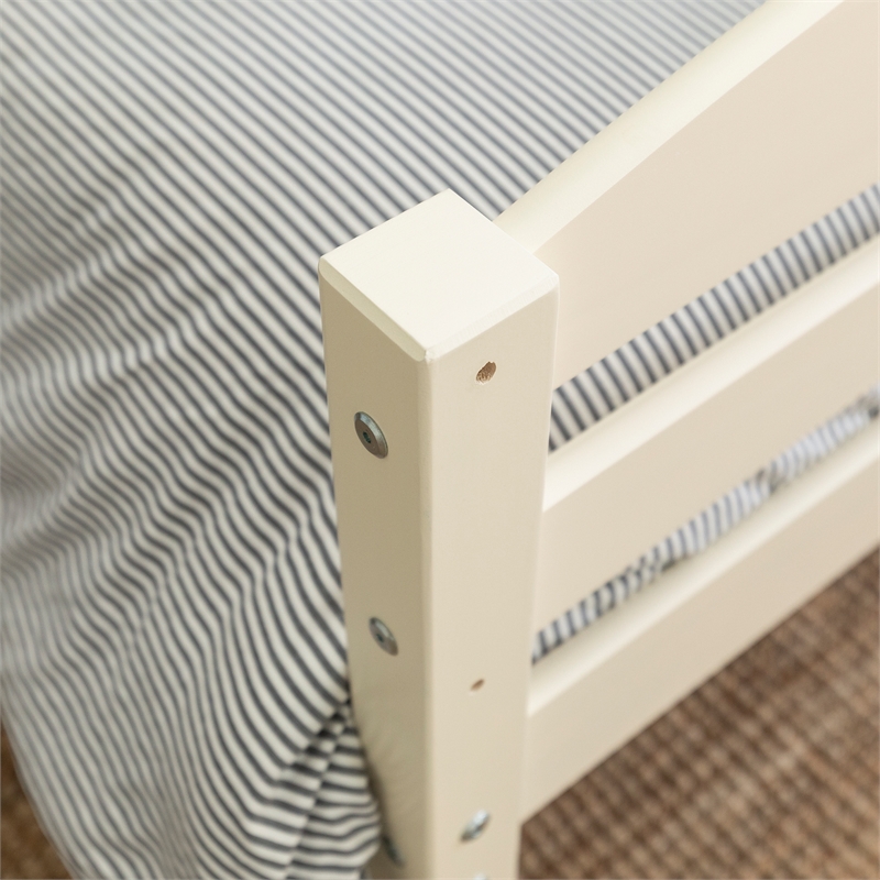 Pemberly Row Transitional Twin-over-Twin Solid Wood Bunk Bed Frame in White