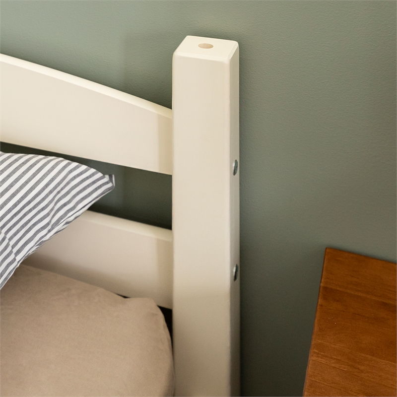 Pemberly Row Transitional Twin-over-Twin Solid Wood Bunk Bed Frame in White