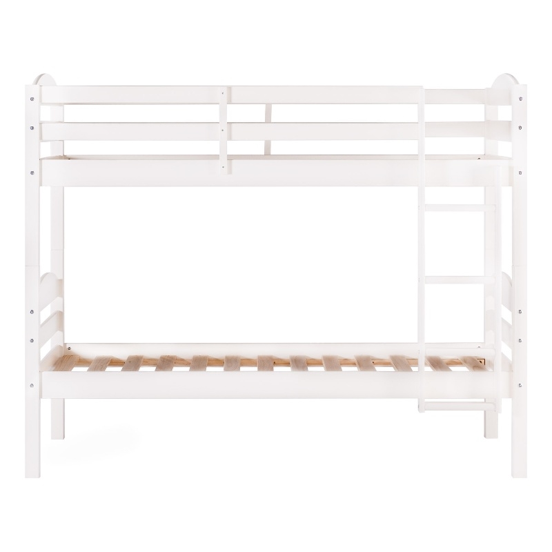Pemberly Row Transitional Twin-over-Twin Solid Wood Bunk Bed Frame in White