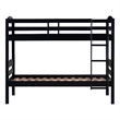 Pemberly Row Transitional Twin-over-Twin Solid Wood Bunk Bed Frame in Black