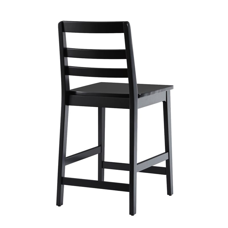 Pemberly Row Modern Solid Wood Ladder-Back Counter Stool - Set of 2 - Black