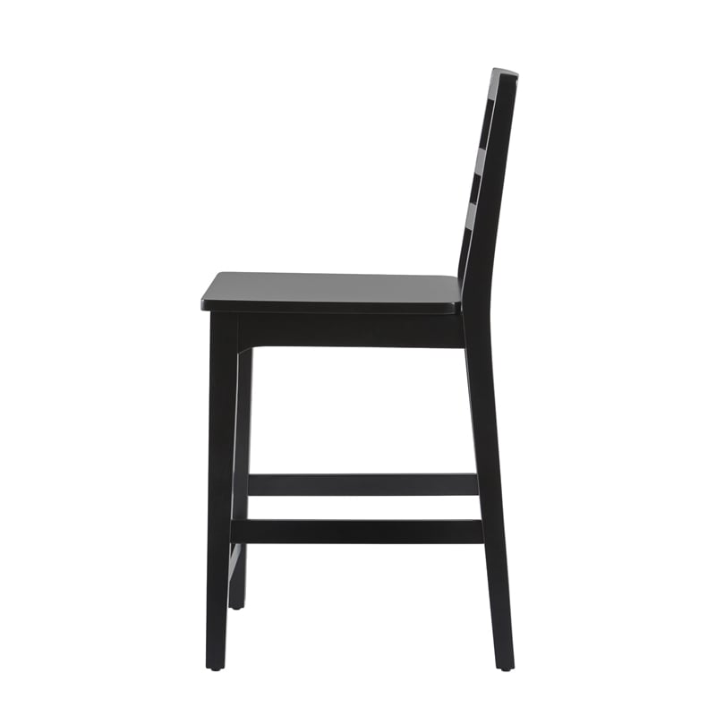 Pemberly Row Modern Solid Wood Ladder-Back Counter Stool - Set of 2 - Black