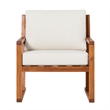 Pemberly Row Modern Slat Back Solid Wood Club Chair in Brown