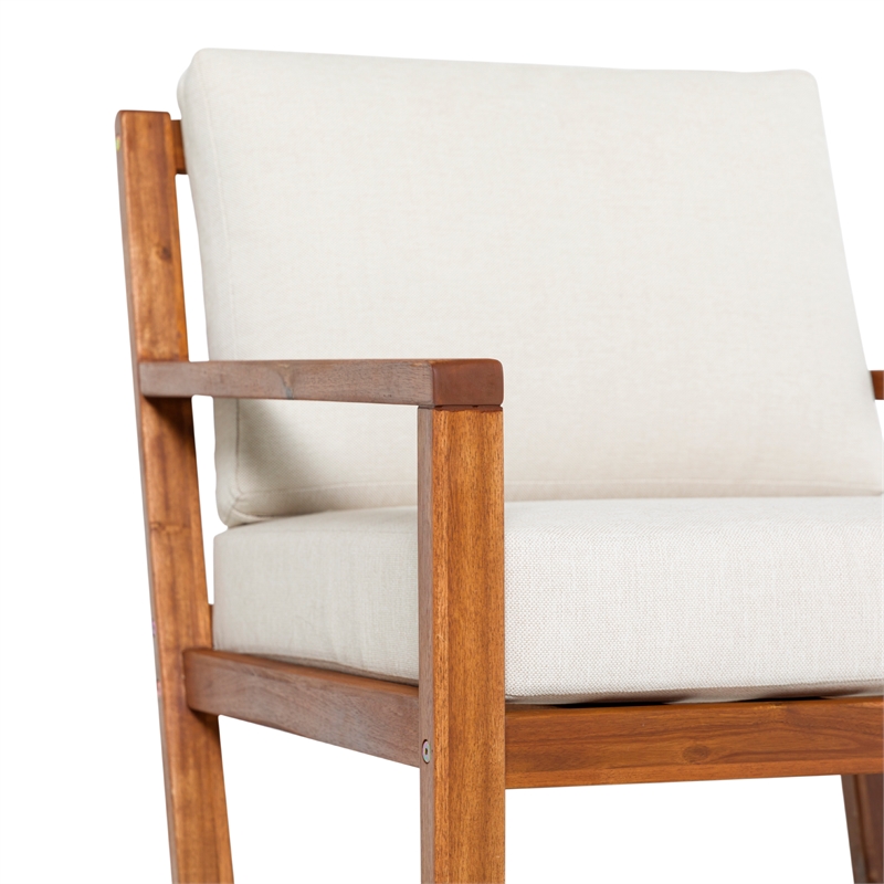 Pemberly Row Modern Slat Back Solid Wood Club Chair in Brown