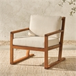 Pemberly Row Modern Slat Back Solid Wood Club Chair in Brown