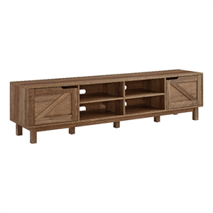 Pemberly Row 70&quot Simple Wood Barndoor TV Stand in Rustic Oak