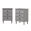 Pemberly Row 3-Drawer Solid Wood Nightstand in 2 Pack in Gray
