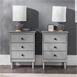 Pemberly Row 3-Drawer Solid Wood Nightstand in 2 Pack in Gray